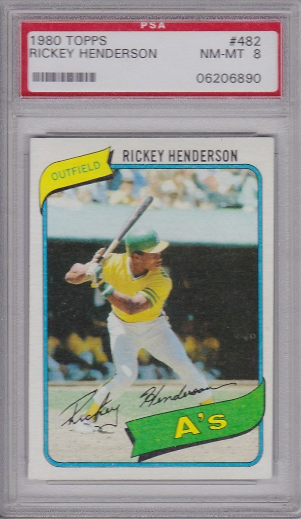 1980 Topps #482 Rickey Henderson Rookie Card, PSA NM-MT (1 of 2)