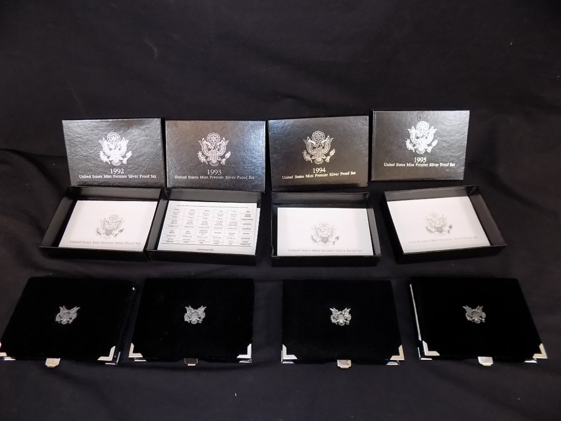 1992 1993 1994 1995 US Mint Premier Silver Proof Sets: 1992 1993 1994 1995 US Mint Premier Silver Proof Sets
