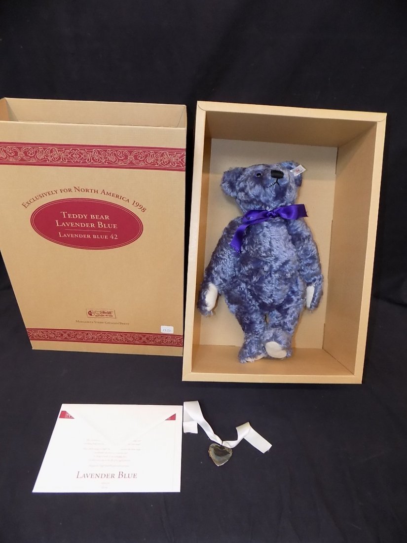 1998 Steiff TEDDY BEAR USA Lavender Blue 42- Growls!: 1998 Steiff TEDDY BEAR USA Lavender Blue 42- Growls! Limited Edition /3500