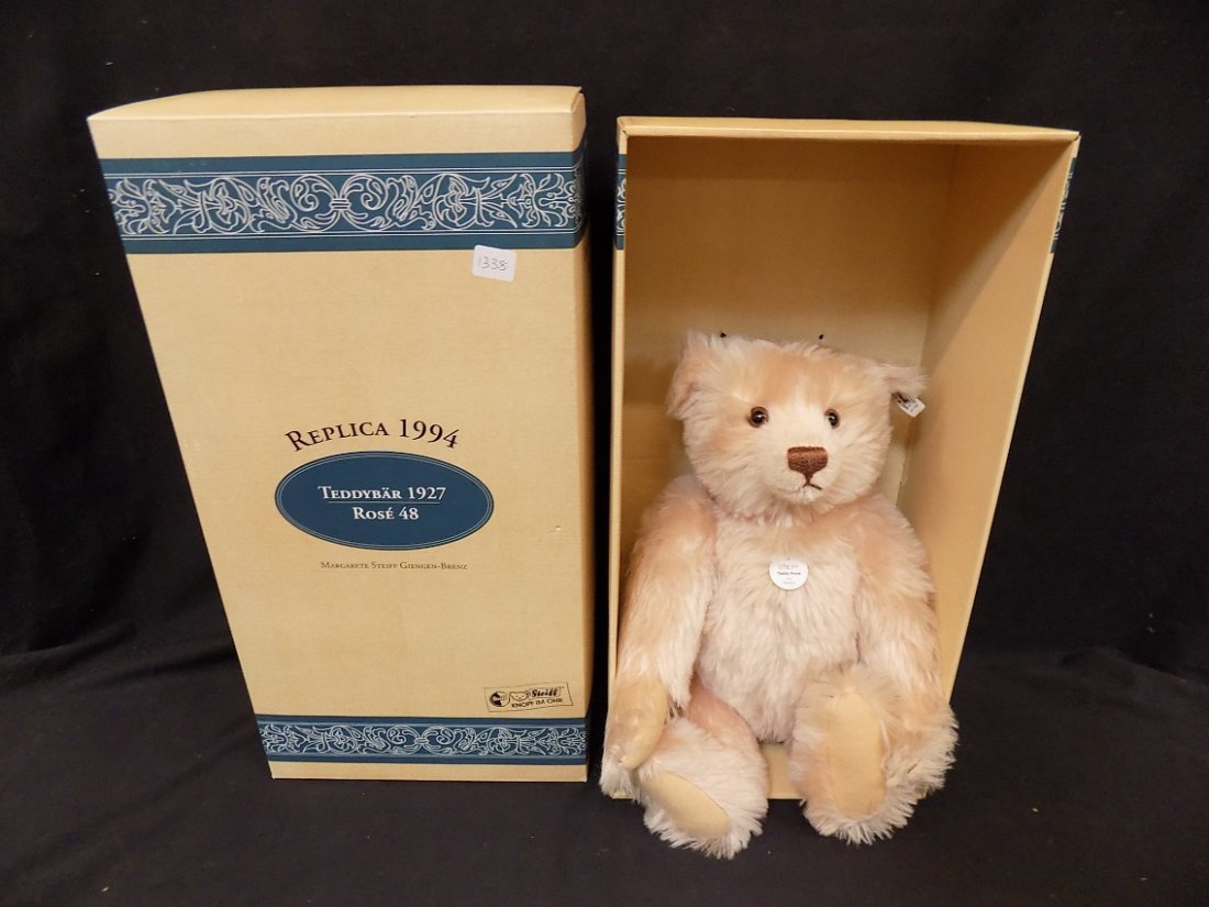 Steiff 1927 Teddy Rose Pink Bear Replica 1994 LE of: Steiff 1927 Teddy Rose Pink Bear Replica 1994 Limited Edition of /7000 New in Box with COA