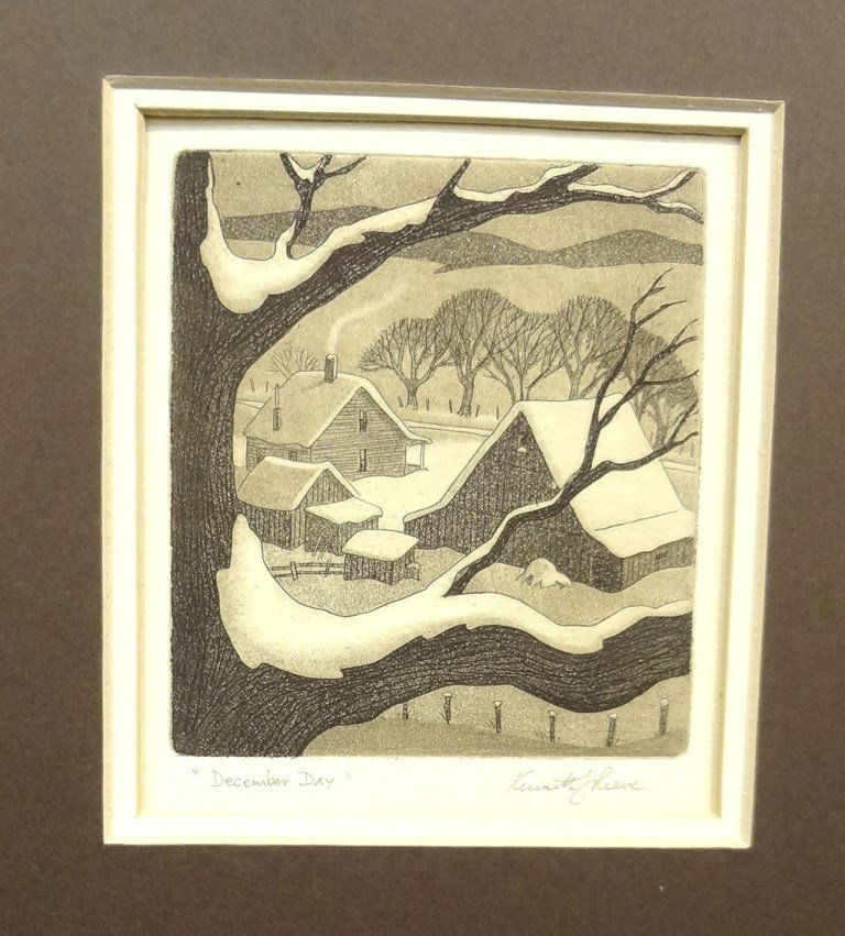 Kenneth Jeanneret Reeve Aquatint Etching "December Day" (1 of 5)