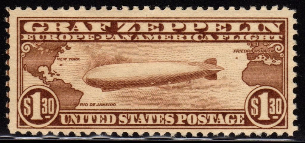 United States Scott C14 VF OG NH Zeppeline SCV.$650: Very nice stamp, Scott C14, Unused with VF centering, full never hinged original gum. Minor natural gum creases as normal with these. 2016 SCV.$650
