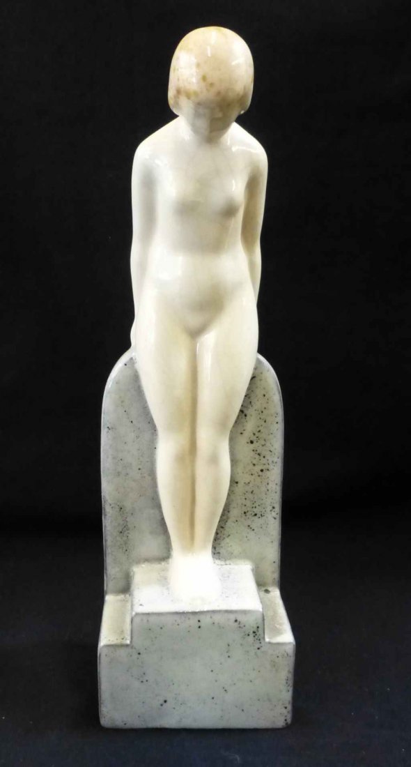 Art Deco Porcelain Nude Boulogne Figurine: 10 1/2" tall, Marked Boulogne 5/6, Rob Paris