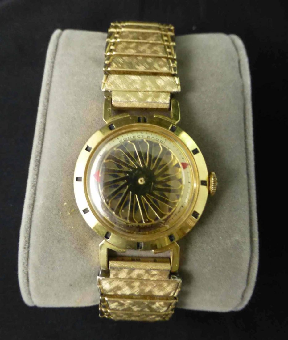Ernest Borel Gold Cocktail Kaleidoscope Men's Watch See: Working Watch, used condition, Ernest Borel Gold Cocktail Kaleidoscope Men's Watch See Through Back