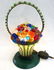 Art Deco Czech Beaded Glass Flower Basket Lamp