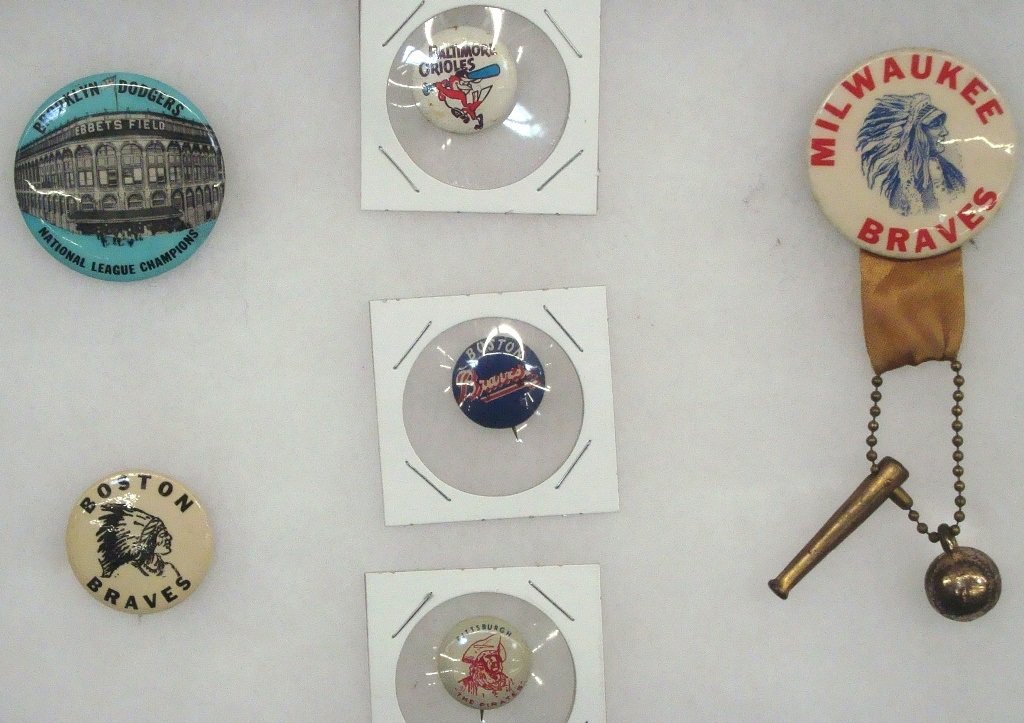 Lot of (6) 1950's Baseball Pinbacks w Brooklyn Dodgers (1 of 7)