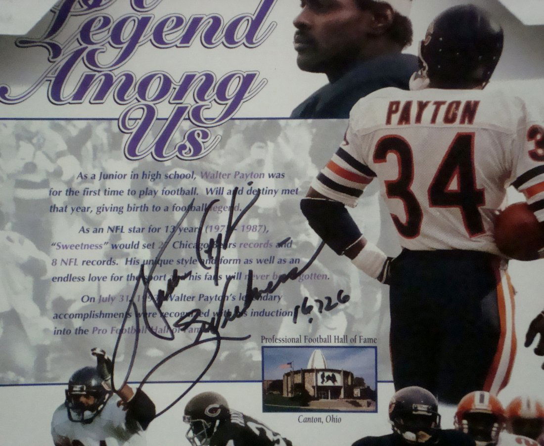 Walter Payton Signed and Inscribed Stat Sheet Matted (1 of 3)