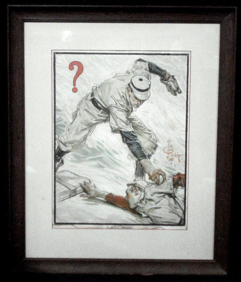 JC Leyendecker RARE "Is He Safe - Or Out?" Lithograph (1 of 8)