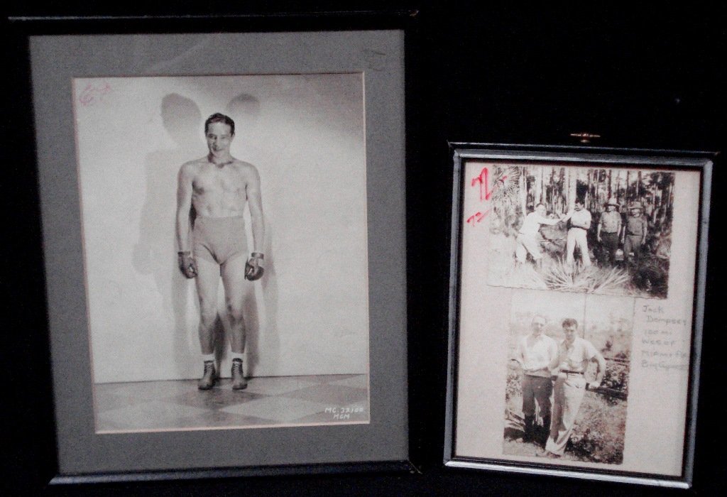 Lot of (3) Real Boxing Photographs w Jack Dempsey and (1 of 5)