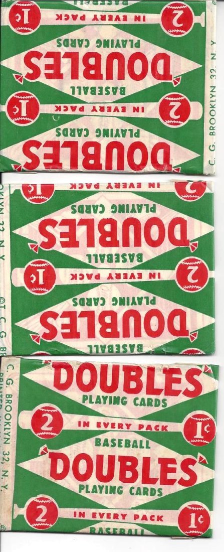 Lot of (3) 1951 Topps Red Back 1-Cent Unopened Wax Pack: Lot of (3) 1951 Topps Red Back 1-Cent Unopened Wax Pack w Extra Wrappers; offered here is an outstanding lot of (3) 1951 Topps Red Back 1-Cent Unopened Wax Packs in EX condition; all sealed tightly an