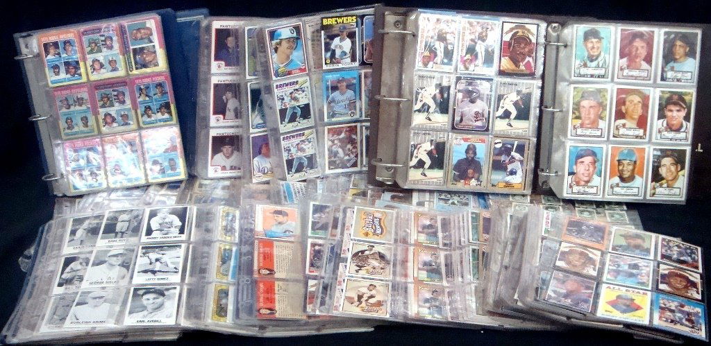 Huge Lot of Binder Pages Filled with Vintage and Newer: Huge Lot of Binder Pages Filled with Vintage and Newer Baseball Cards; great lot in varying conditions including 1975 Topps, Kirby Puckett Rookie card, Topps Stamps, Fleer Baseball Greats, nice group