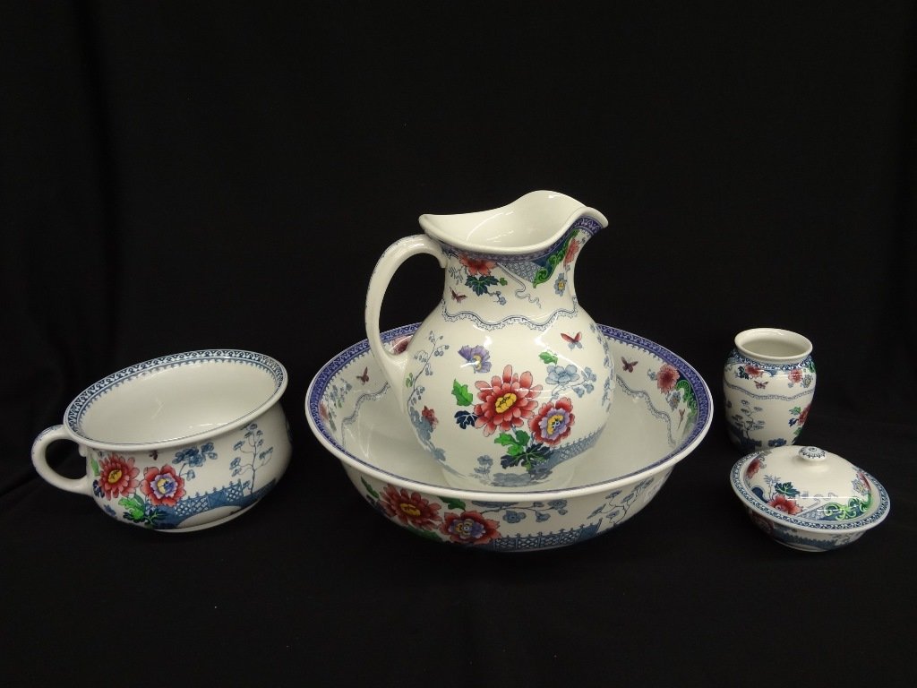 Losol Ware Langham (5) Piece set: Wash Basin, Jug, (1 of 8)