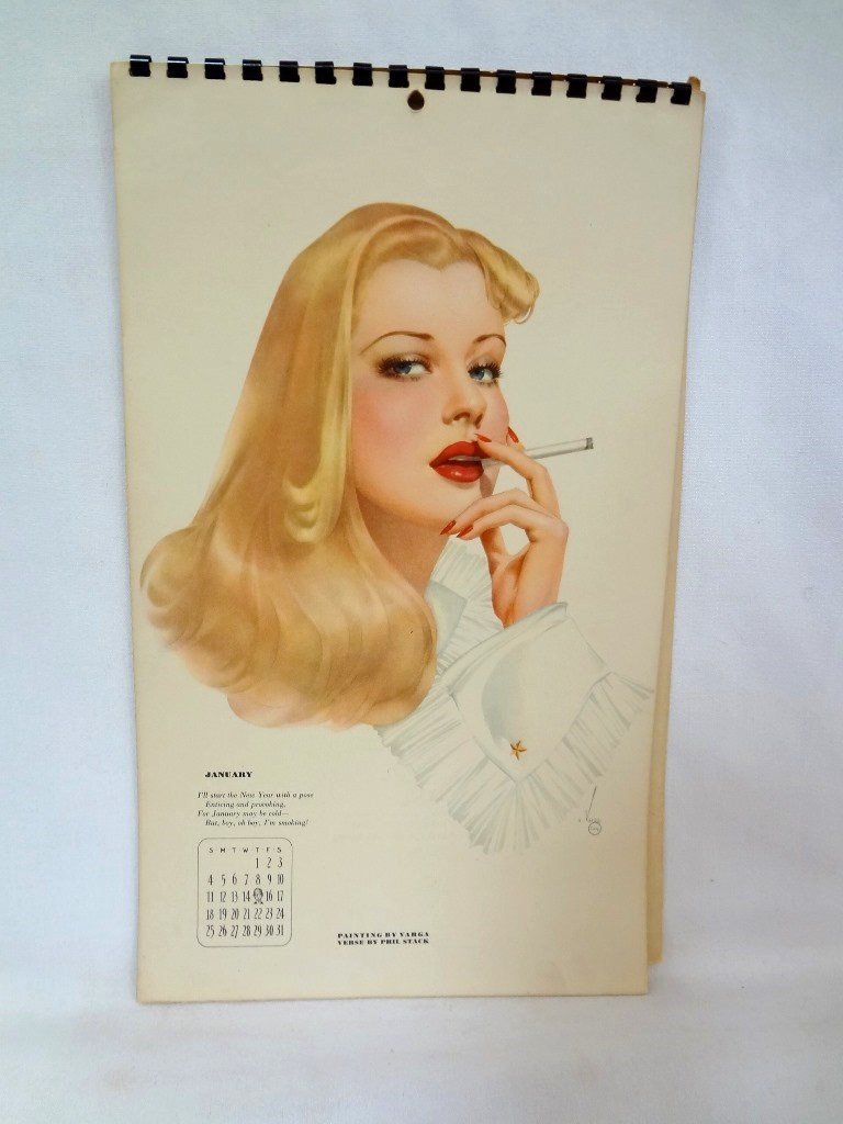 1942 Alberto Vargas Ringed Pin-Up Calendar: 1942 Alberto Vargas Ringed Pin-Up Calendar: In near mint condition, a lovely pin up calendar from Alberto Vargas.