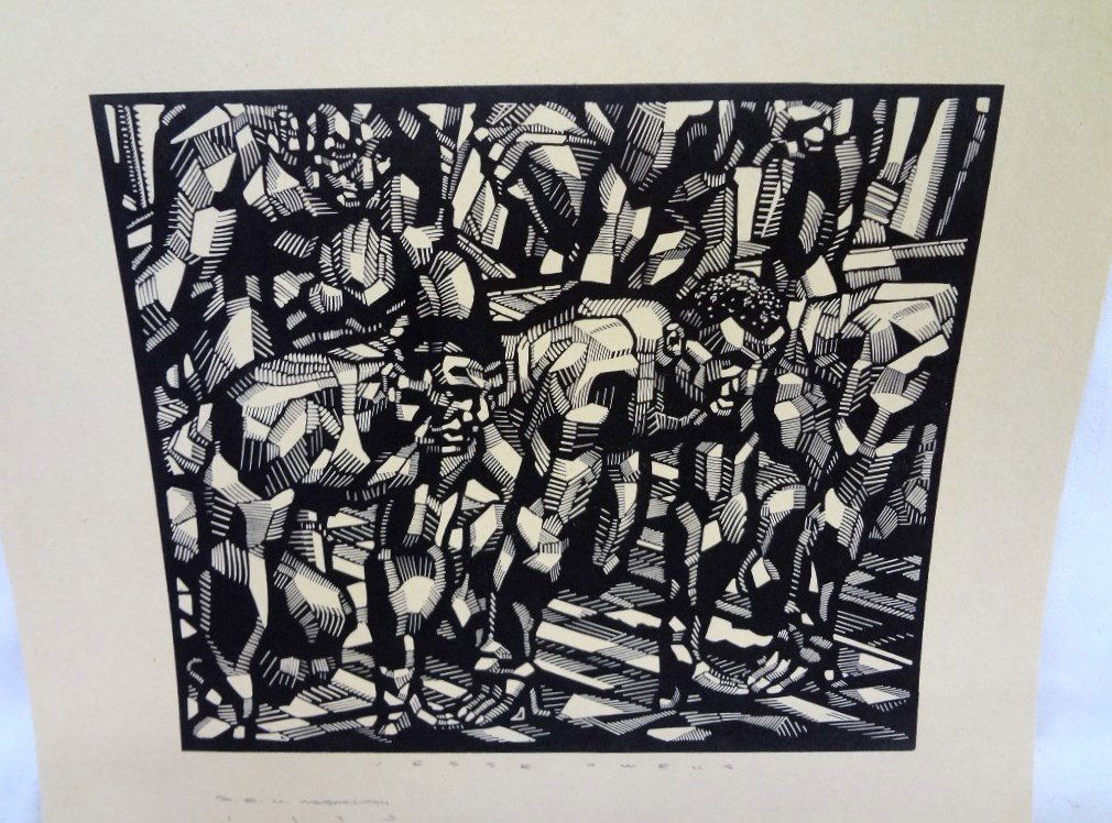 Earl Marshawn Washington "Jesse Owens" Woodblock Print (1 of 4)
