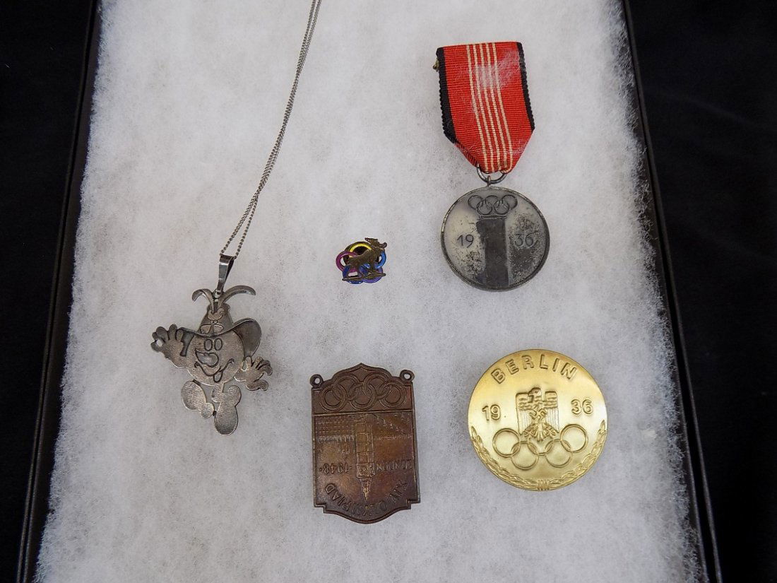 Multiple Olympics (5) Tin Pin Lot 1936 Berlin, 1948: Multiple Olympics (5) Tin Pin Lot 1936 Berlin, 1948 London +