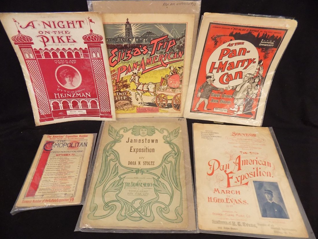 1901 Pan American Exposition Buffalo NY Sheet: 1901 Pan American Exposition Buffalo NY Sheet Music/Book Lot 'At the Pan-I-Marry-Can' + (5) more items
