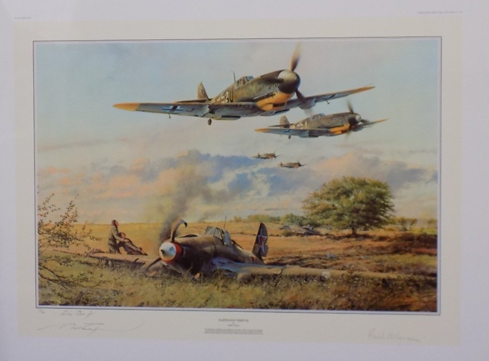 Hartmann Tribute Military Print by Robert Taylor Signed: Hartmann Tribute Military Print by Robert Taylor Signed & Numbered Artist Proof 60/125 Rough dimensions are 33 x 25" Item will be rolled and placed into tube for shipping. Top-scoring Luftwaffe ace Er