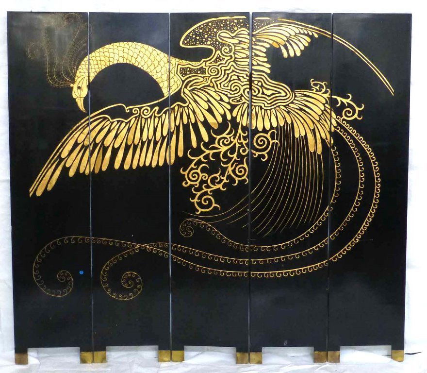 Feng huang Phoenix Coromandel Screen 5 Panel Divider (1 of 2)