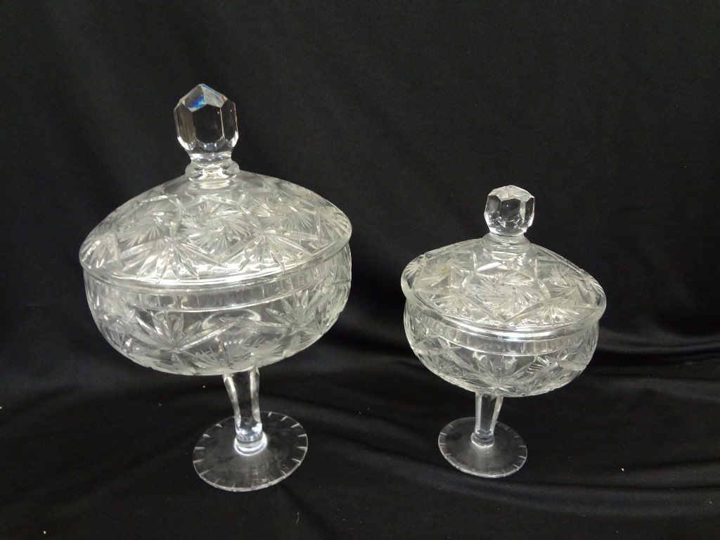 (2) American Brilliant Cut Glass Lidded Compotes (1 of 7)