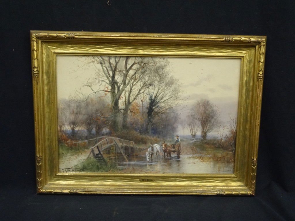 H.C. Fox Watercolor on Paper Rural Landscape 25.5 x (1 of 6)