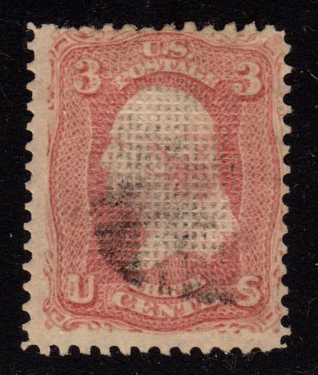 United States Scott 83 Fine Used "C" grill SCV.$1100: Seldom seen "C" grill with clear grill, Scott 83, Used with Fine+ centering for this elusive issue. Nibbled perfs at upper left. Pencil marks on gum. 2017 SCV.$1100