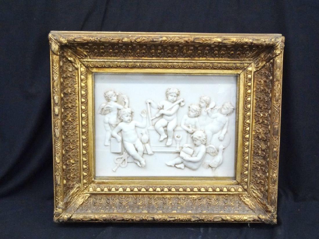 Carved Marble Relief set in Rococo Gilt Shadow Box (1 of 8)