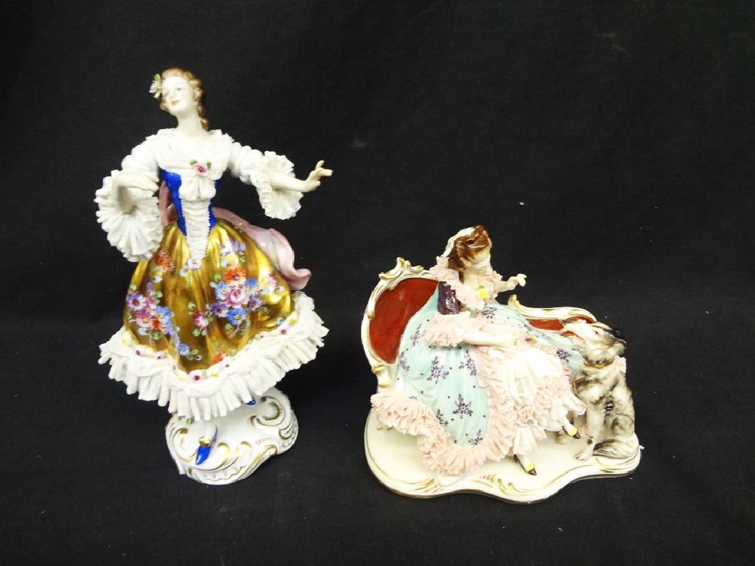 Volkstedt German Dresden Porcelain Figural Group of 2 (1 of 9)