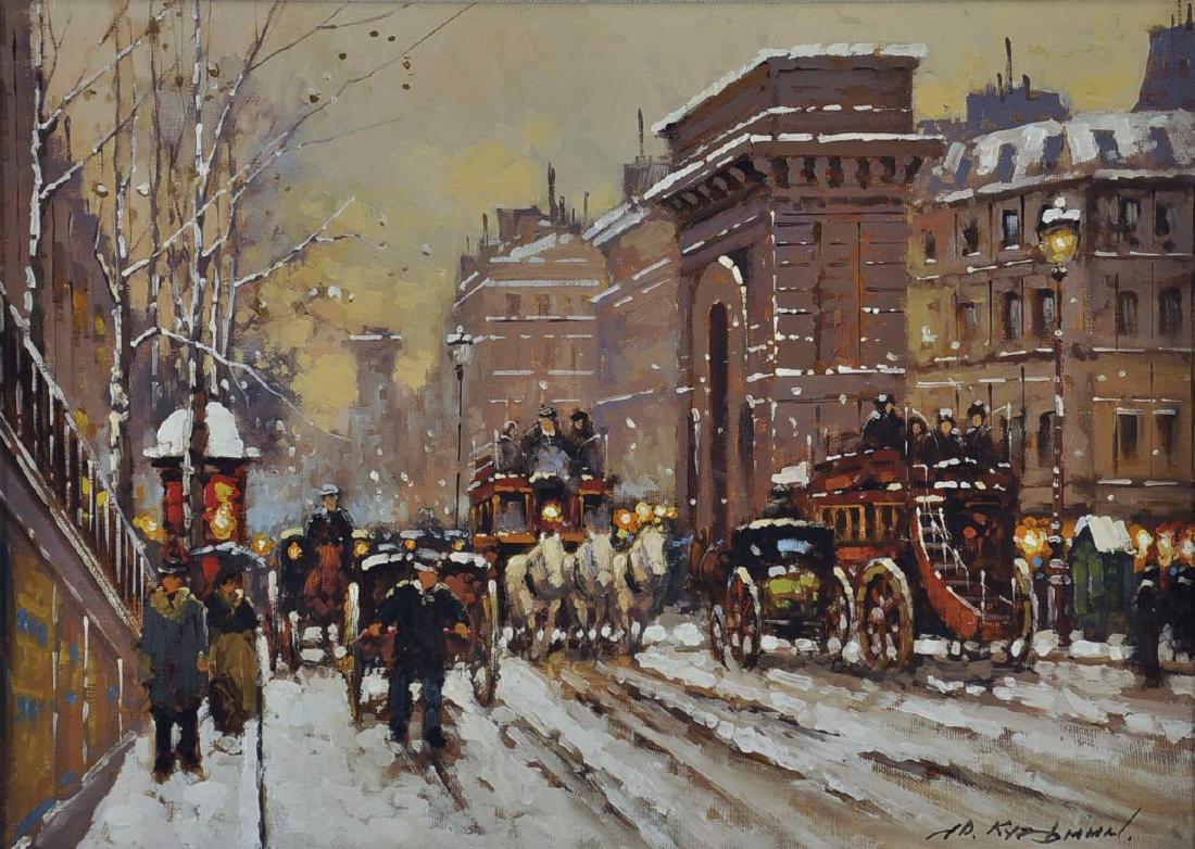 Yuri Kuzmin, (Russian b 1949) Oil, Paris WInter Porte (1 of 4)
