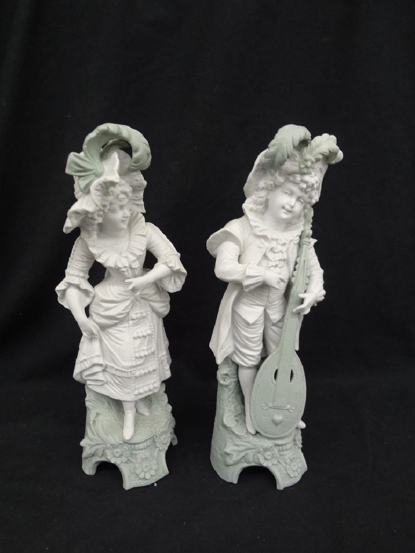 Pair Bisque Jasperware Figurines. 14 inches (1 of 6)