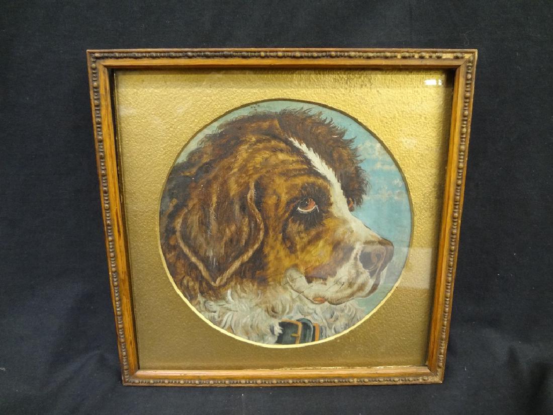 Original Watercolor Saint Bernard Dog Framed 8 x 8.75 (1 of 4)