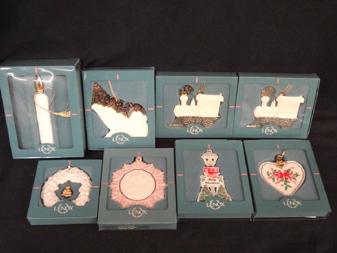 (8) Lenox Christmas Ornaments Train, Wreath, Cherub, (1 of 6)