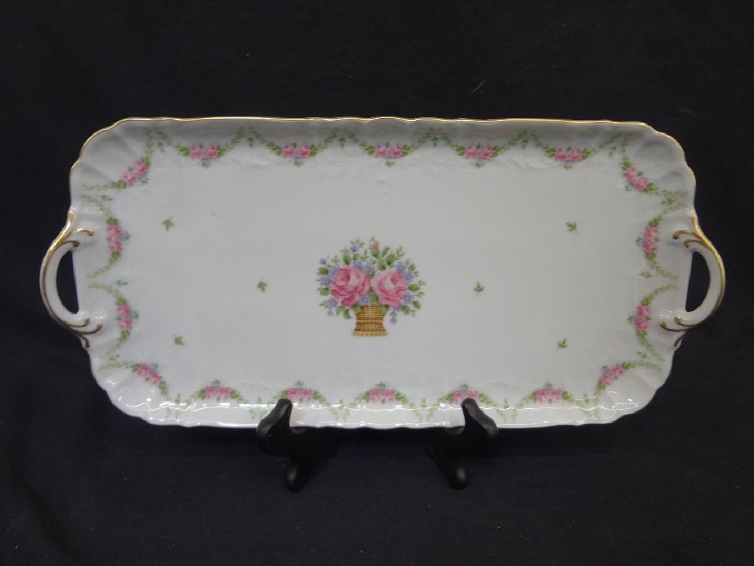 Kaiser Porcelain "Marseille" 2 handled Platter Signed: Kaiser Porcelain "Marseille" 2 handled Platter Signed K. Nossek: A 2 handled rectangular platter marked Kaiser and signed by designer K. Nossek. Floral design with no chips or cracks. Piece measures 1