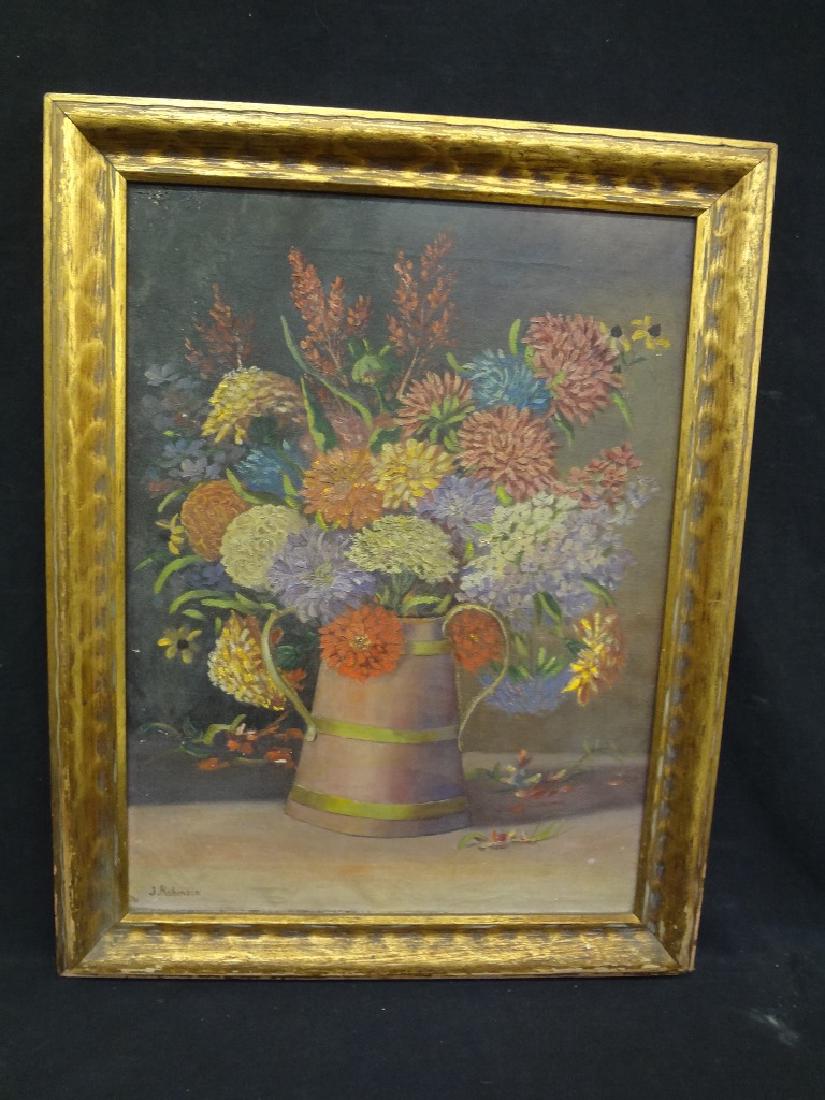 Original Oil on Canvas Still Life Flowers J. Robinson (1 of 6)