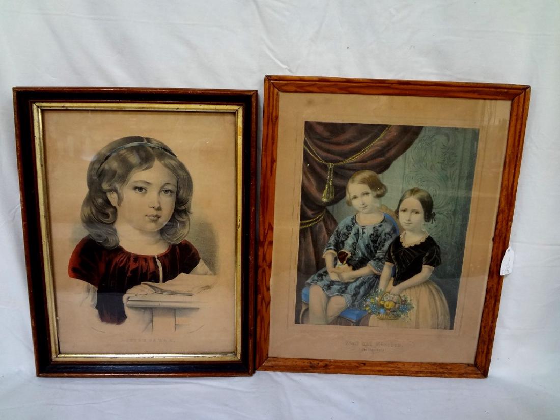 (2) Early Frames with N. Currier Print "Little Sarah" (1 of 1)