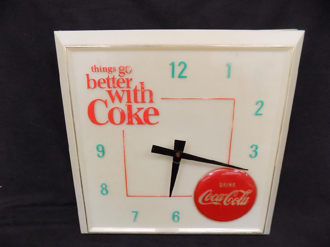 Vintage 1960s Coca Cola Square Wall Clock-- Things go (1 of 2)