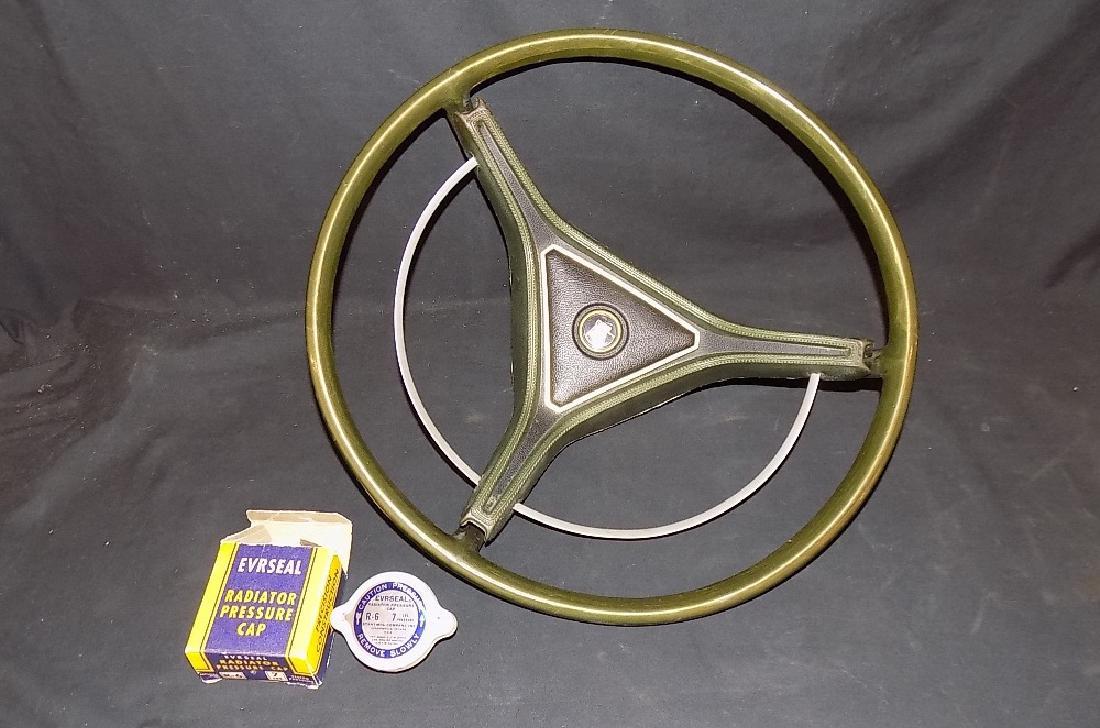 1969 Chrysler Newport Steering Wheel + NOS Evrseal: 1969 Chrysler Newport Steering Wheel + NOS Evrseal Radiator Pressure Cap