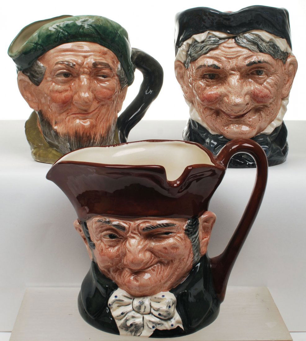 Royal Doulton Character Jugs: Auld Mac Large , D5823, H. 6.25" | Granny Large, D5521, H. 6.25" | Old Charley Large , D5420, H. 5.5"