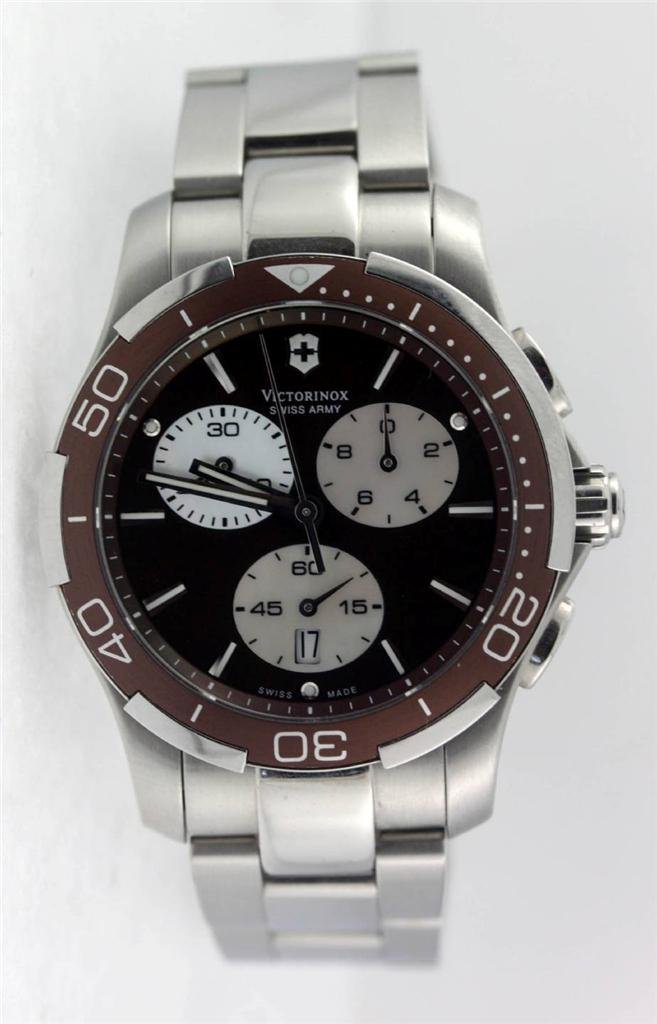 Swiss Army Victorinox Alliance Sport Chronograph Ladies: 6.5 Ladies Wrist Size Stainless Steel Case 41 mm Dia Date Chronographer w/original box and papers