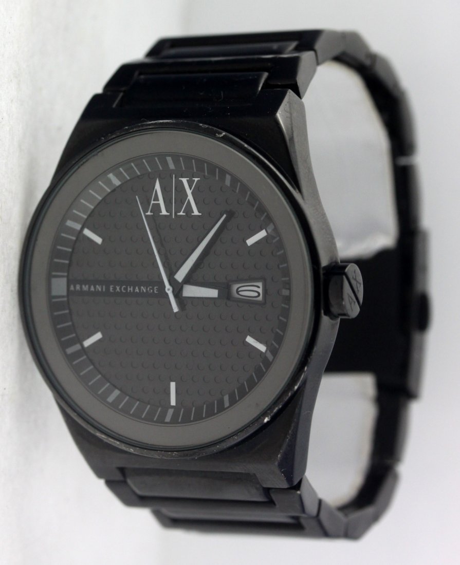 Armani Exchange AX2030 Black Men's Watch: Wrist size 7.25" Case diameter 44mm Black stainless steel Quartz movement
