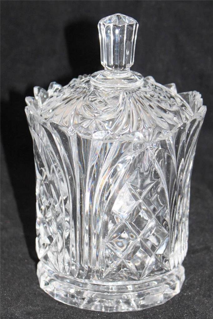 Ornate Lead Crystal Candy Dish With Crown Top Lid