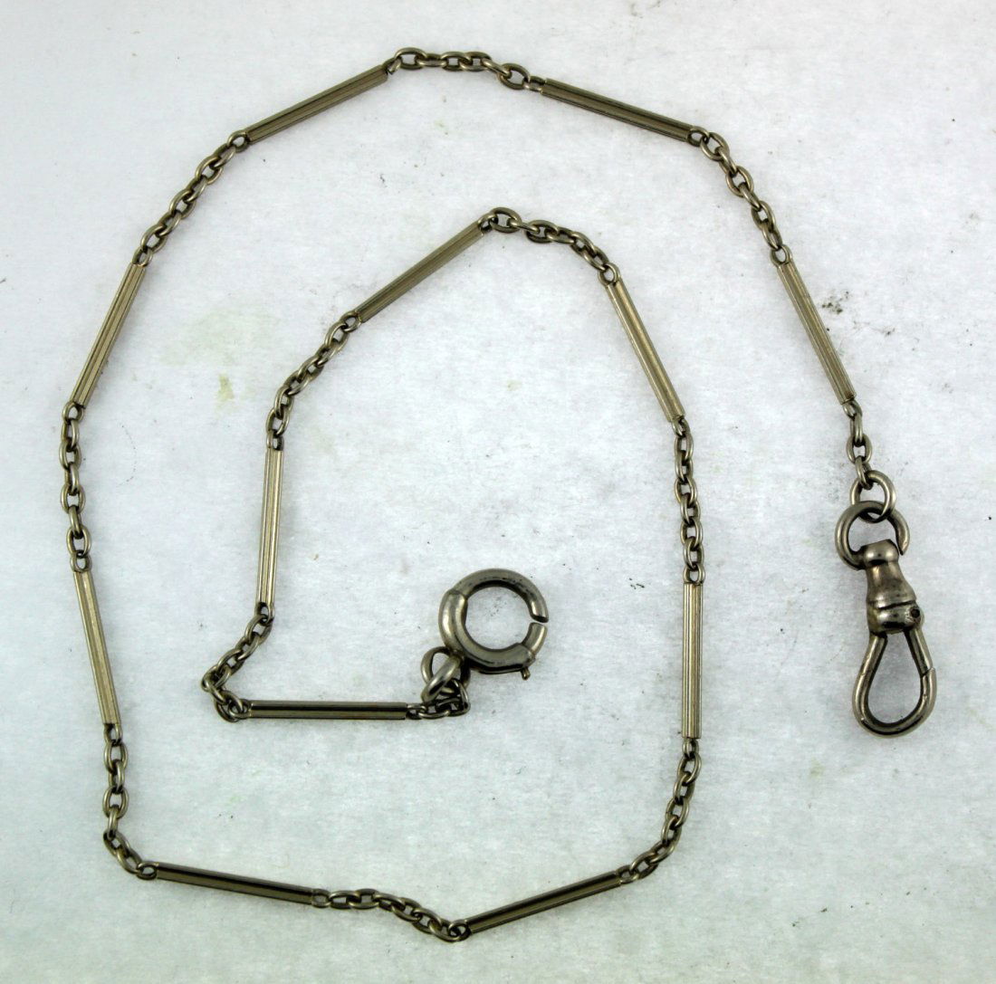 Vintage 14K White Gold Pocket Watch Chain Bar Link Art (1 of 3)