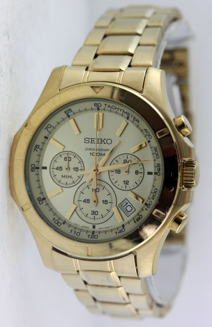 Seiko 6T6300G0 Chronograph Tachymeter Gold Tone Luxury