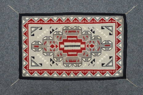 Rug, Ganado Design - Smiley, Adelphine, Navajo: wool, M: 127 cm x 76 cm, M: 50,0 inch x 29,9 inch, 1991 Provenance: Gerhard & Gisela Hoffmann, Würzburg, Germany