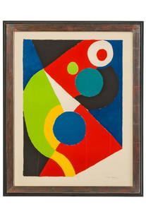 Untitled - Delaunay, Sonia (1885-1979), Paris, France: original lighography, edition e. a. (artist copy), sign. in graphite, glazed / framed With her husband Robert Delaunay and some others, Sonia Delaunay (-Terk) cofounded the Orphism art movement, which