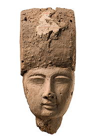 Sarcophagus Mask, Late Period, ca. 700 - 300 BC - Egypt: wood, gesso, pigments, clay, H: 28 cm, H: 11,0 inch Provenance: German Private Collection Continent: Africa This object is subject to the UNESCO Cultural Heritage Protection Act. Export documents are