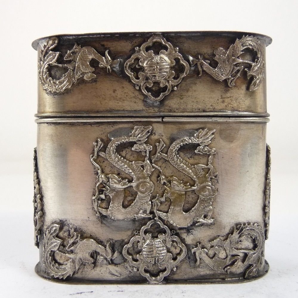 Old china handwork copper box armored dragon phoenix: Old china handwork copper box armored dragon phoenix Snuff Bottles box