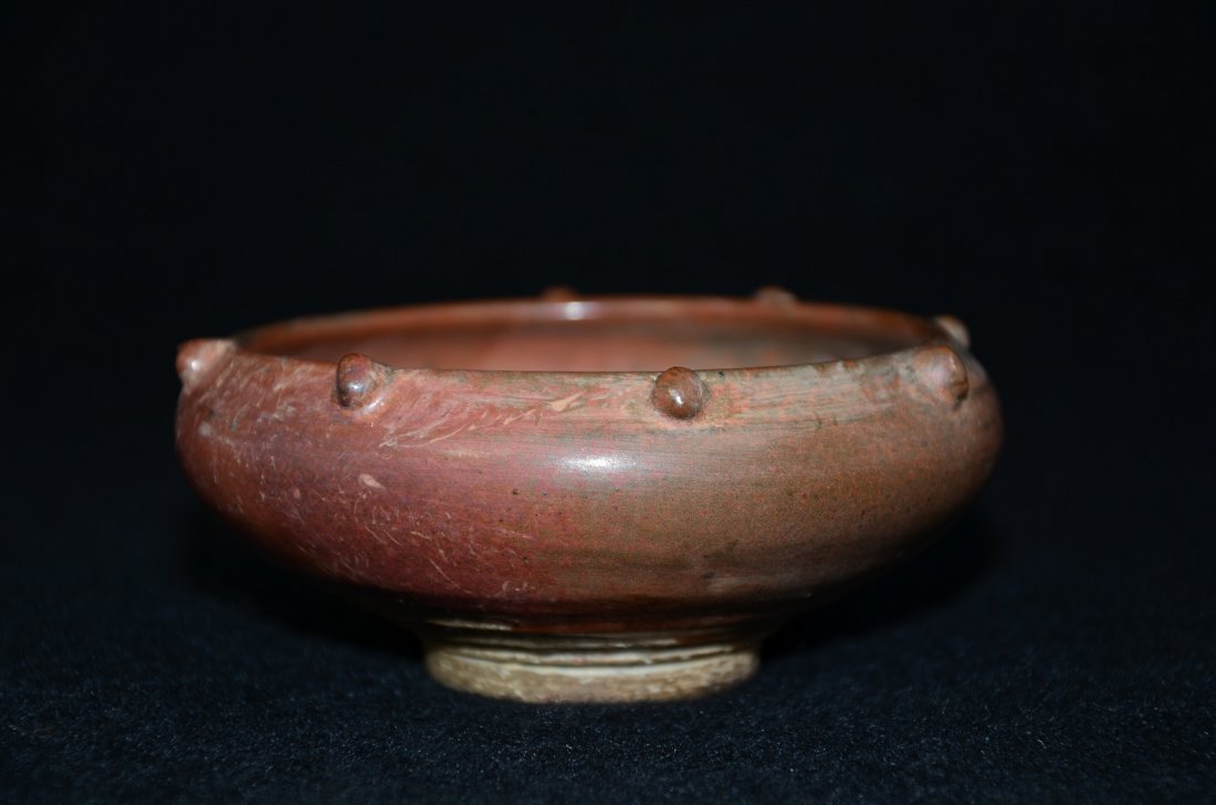 Chinese Ding Kiln Type Porcelain brown glaze bowl: Chinese Ding Kiln type pottery brown glaze shallow bowl/saucer high footed. Size: 4.4" D 2" ht. Condition: Good condition. (Refer to pictures.) Shipping: We provide i