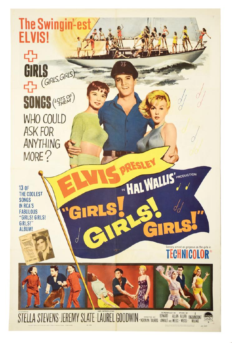 Elvis Presley Girls!Girls!Girls! Movie Poster: 1962 Girls! Girls! Girls! One Sheet Movie Poster - Starring Elvis Presley Directed by Norman Taurog and co-starring Stella Stevens and Laurel Goodwin, the musical comedy Girls! Girls! Girls! stars Elv