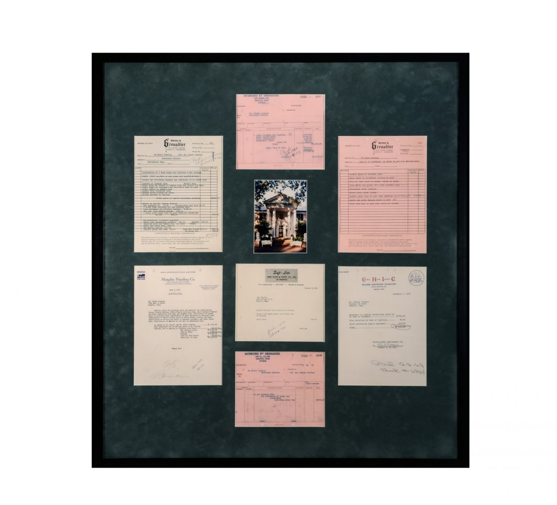 Seven Decorating Invoices for Graceland, 1966-69: From the Collection of Greg Page. Included are seven invoices, ranging in date from 1966-69, for the decorating of Graceland. Invoices include fountain lighting, bathroom decorating, installation of b