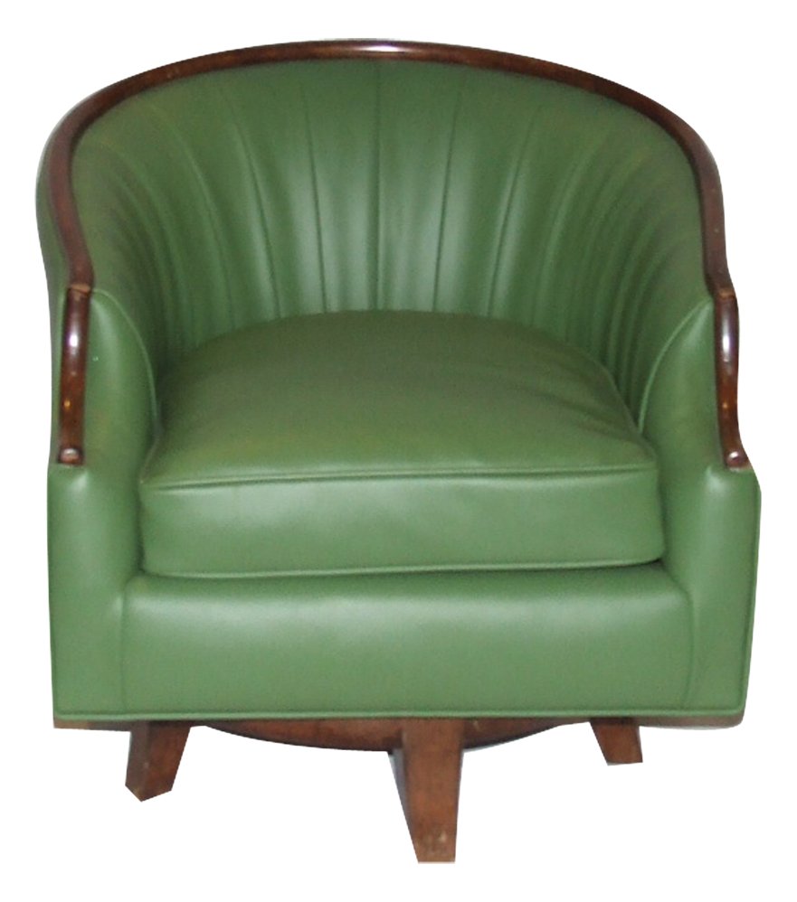 Green Barrel-Backed Chair from Elvis’ Hillcrest Home: From the Collection of Greg Page. The offered green barrel-backed chair, from Elvis’ Hillcrest home in Los Angeles, is one of a suite of six from the living room that was used in a photo shoot by El